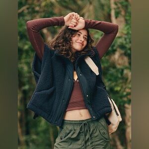 Free People Black Fleece Vest